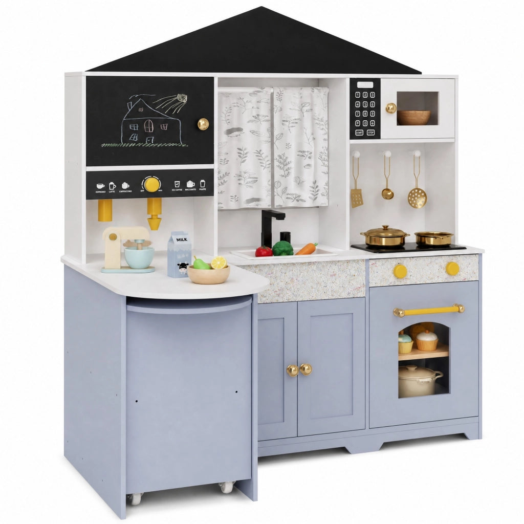 Cucina giocattolo per bambini in MDF; bianco e lilla; 60x90x105 cm; con accessori