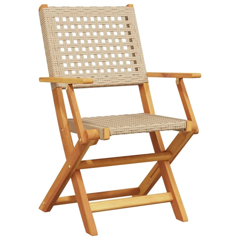Set da Bistrot 3 pz | Set Salotto da Giardino Beige in Polyrattan e Legno Massello
