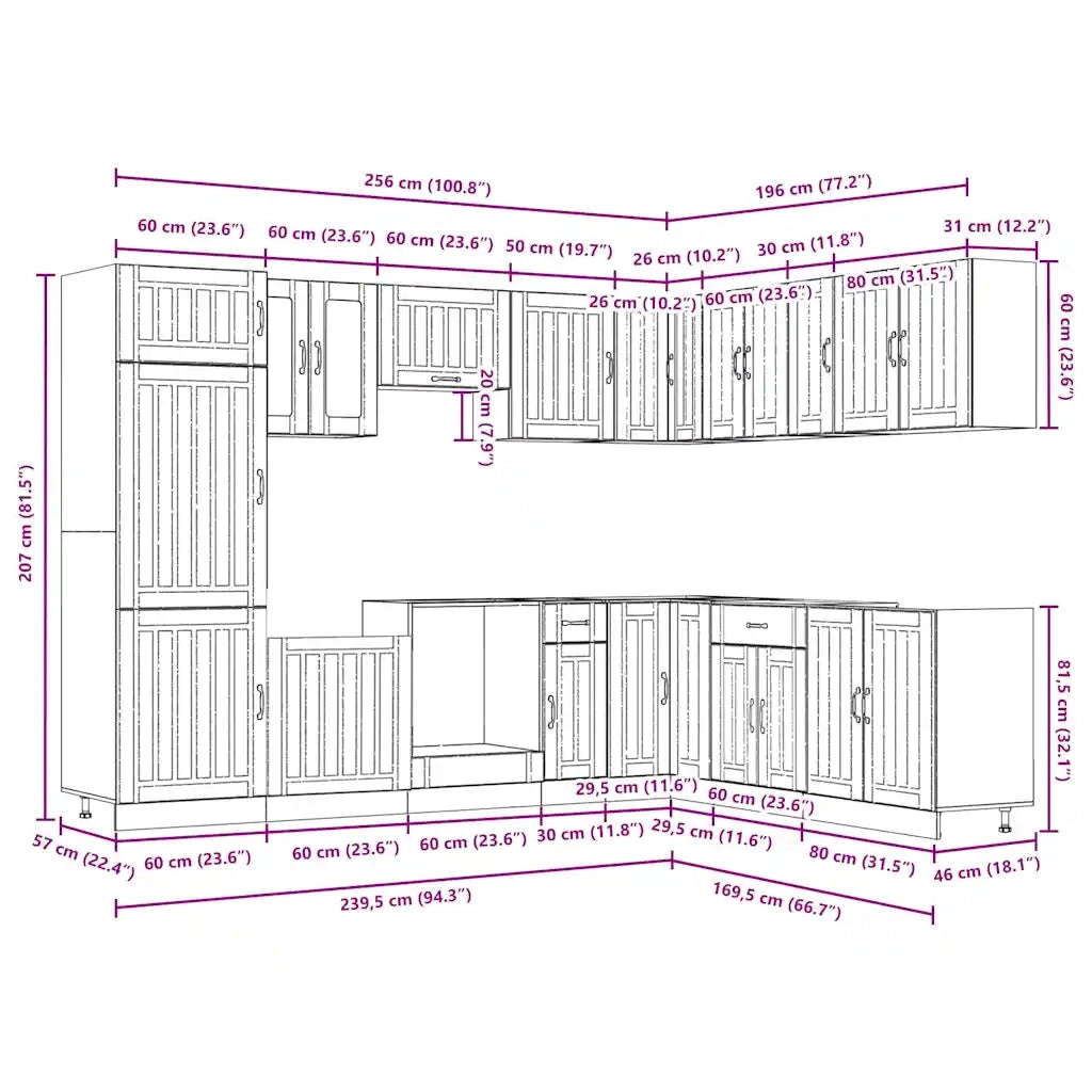 Set Mobili da Cucina 14 pz Lucca Neri Legno Multistrato
