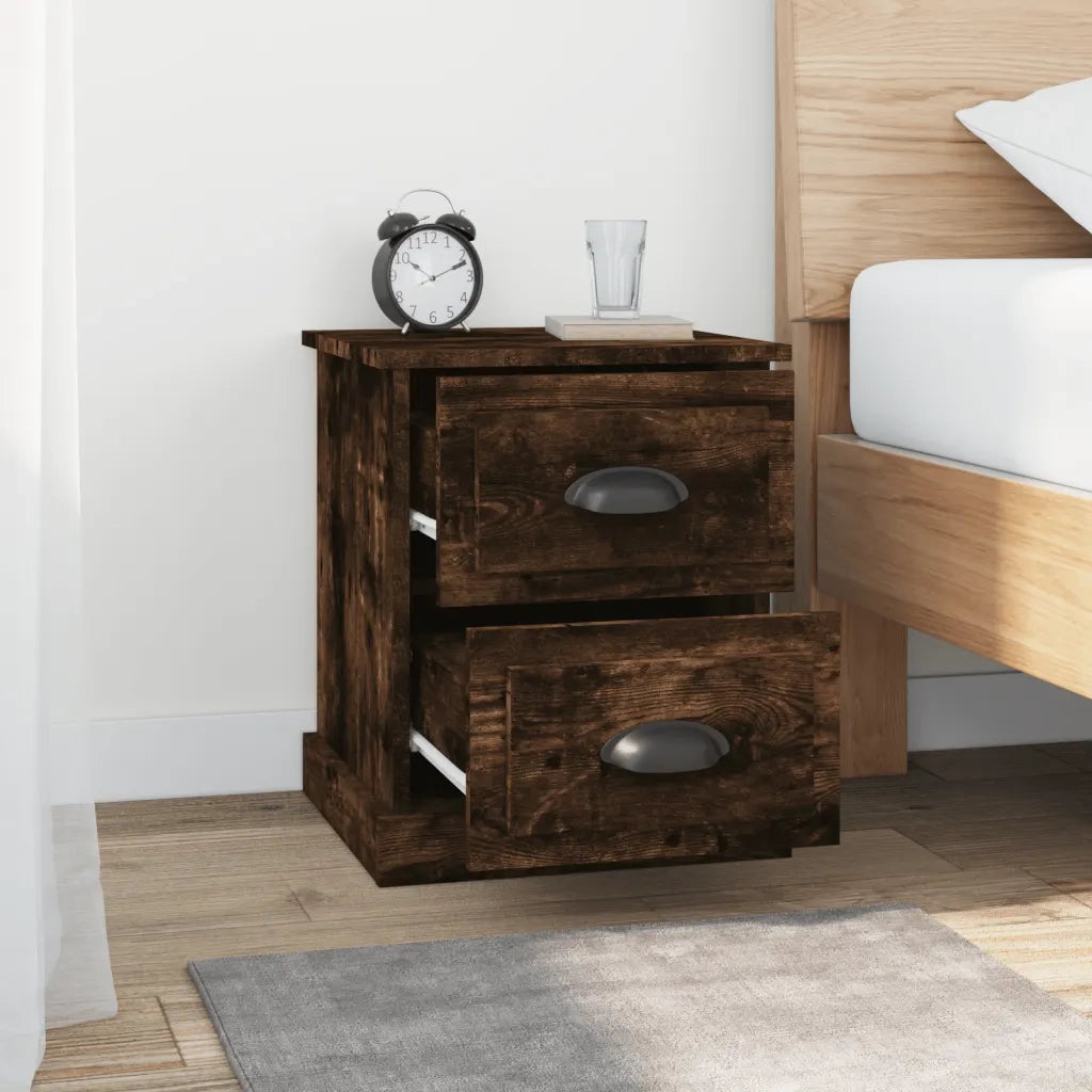 Comodini 2 pz Rovere Fumo 39x39x47,5 cm in Legno Multistrato 816155