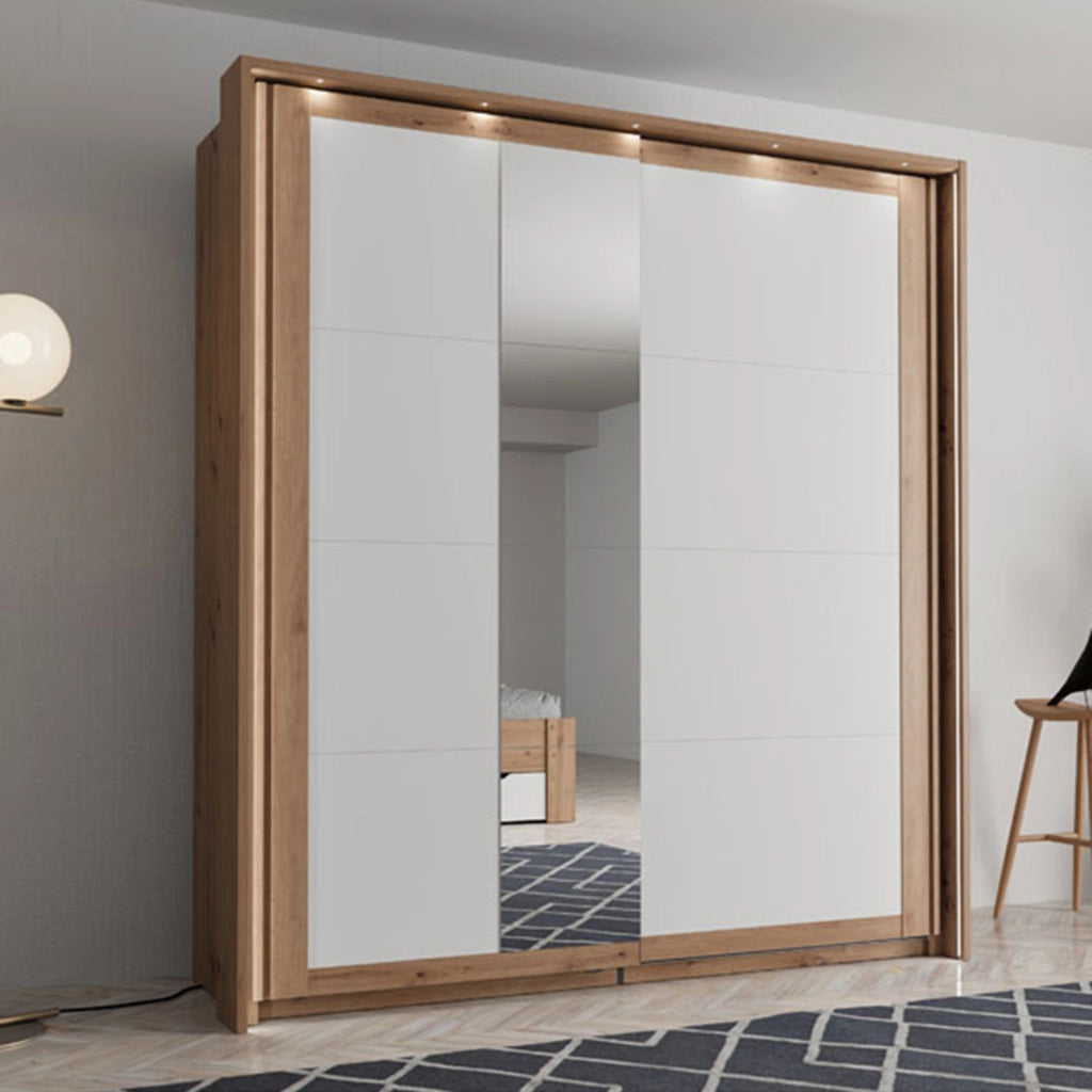 Armadio Camera da Letto Bujumb, Guardaroba 2 Ante 2 Ripiani, 195x218h cm Bianco Opaco