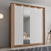 Armadio Camera da Letto Bujumb, Guardaroba 2 Ante 2 Ripiani, 195x218h cm Bianco Opaco
