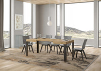 Tavolo Allungabile 120-204x80x77 cm Linea Quercia Natura e Antracite