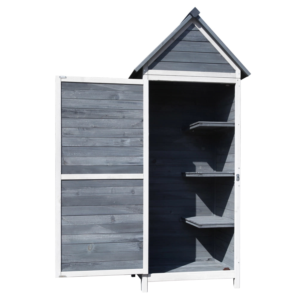 Armadio da giardino in legno grigio 77x53x179 cm Con porta a battente e tetto isolato con bitume