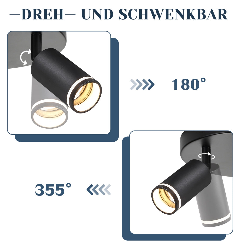 ZMH Faretto da soffitto neri 3 luci GU10 metallo orientabili moderni per camera letto sala pranzo senza lampadina