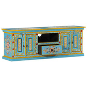 Mobile Porta TV Blu 110x30x40 cm in Legno Massello di Mango 353908