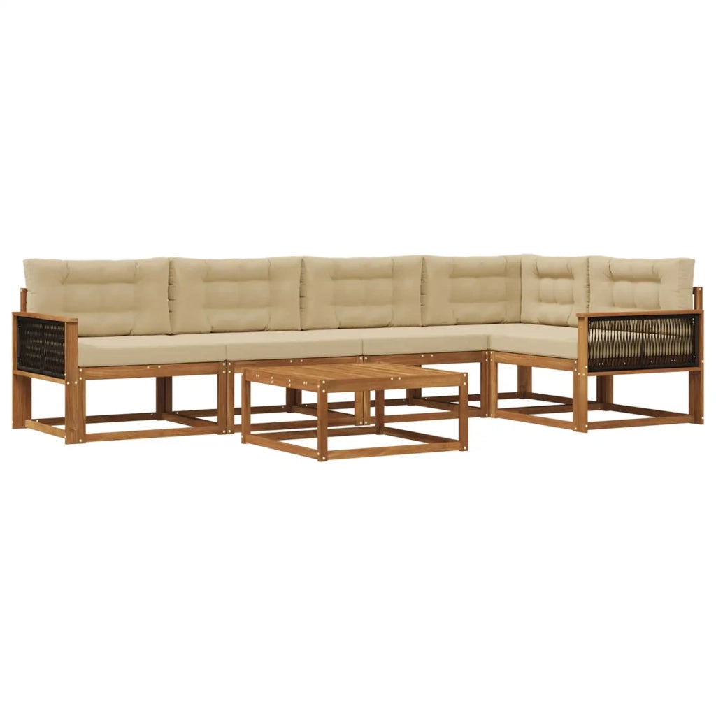 Set di divani da esterno con cuscino 6 pcs Naturale e Beige 3382586