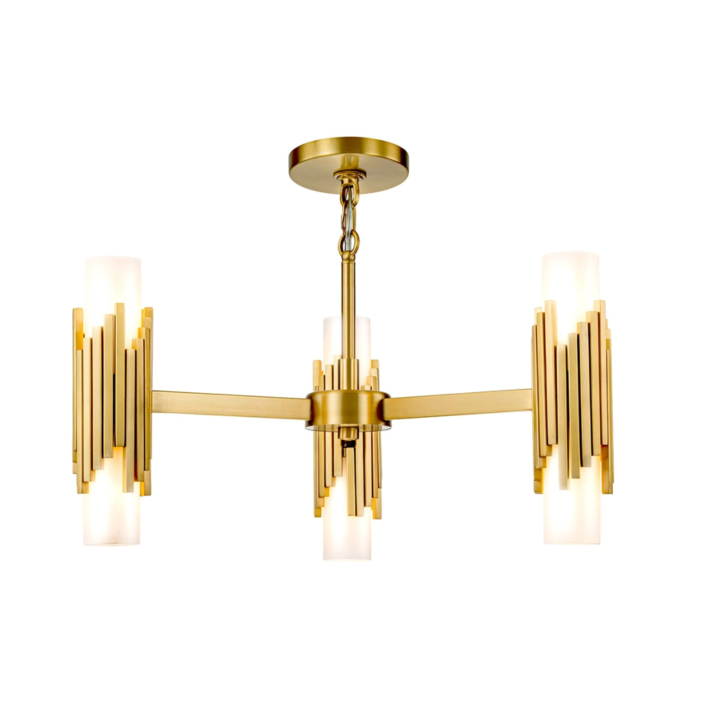 Sospensione Elstead Marvele ottone opale Ø66cm 6xE14