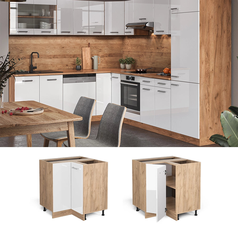Vicco Mobile ad angolo cucina Bianco lucido 75.6 cm PL Marmo
