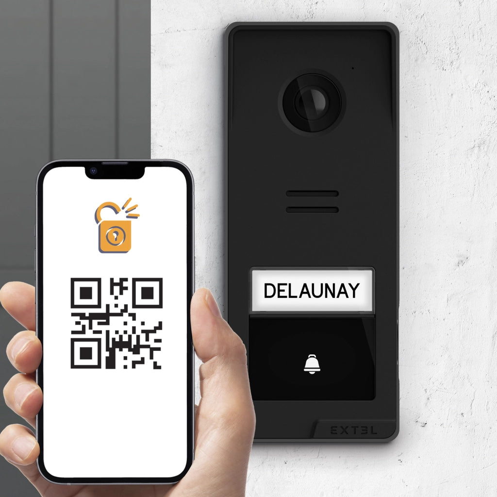 Extel Wave 3 Videocitofono Senza fili Smart Wi-Fi con impronta digitale e controllo da smartphone, Visione Notturna, Apertura da remoto + Cover Esterna Color Titanio