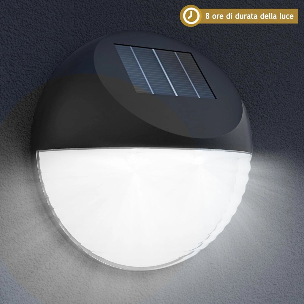Lampada Solare da Esterno Set di 6 LED Resistenti IP65 Sensore Crepuscolare Giardino Parete Balcone Luci Solari