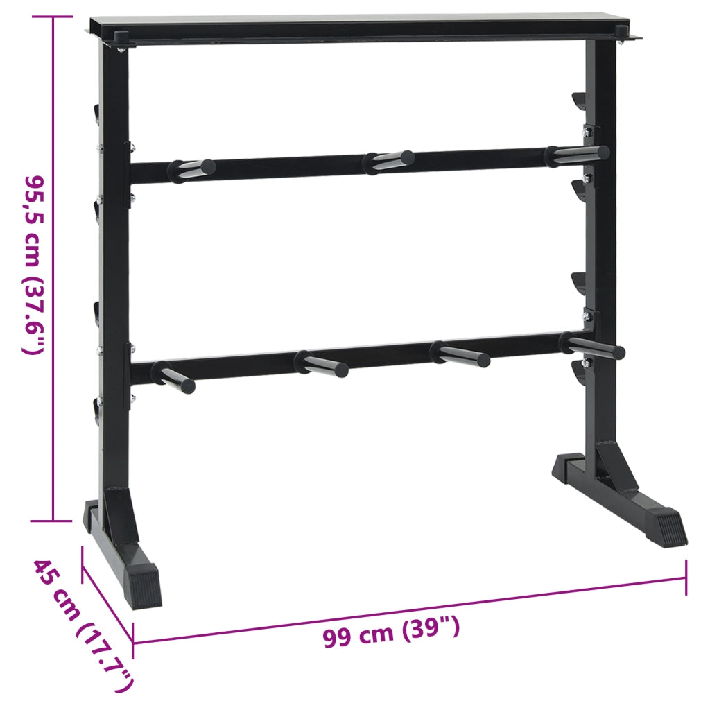 Porta Manubri con 7 Supporti e 8 Ganci 300 kg Acciaio