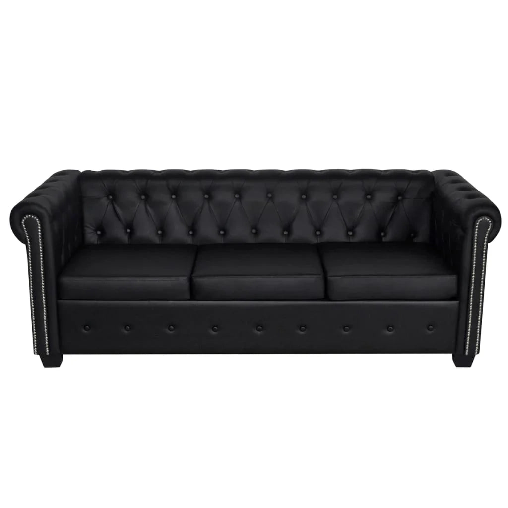Divano letto a 3 posti letto per gli ospiti trasformabile divano letto per soggiorno divano letto pieghevole casa da interno pelle sintetica nera 02_0018893
