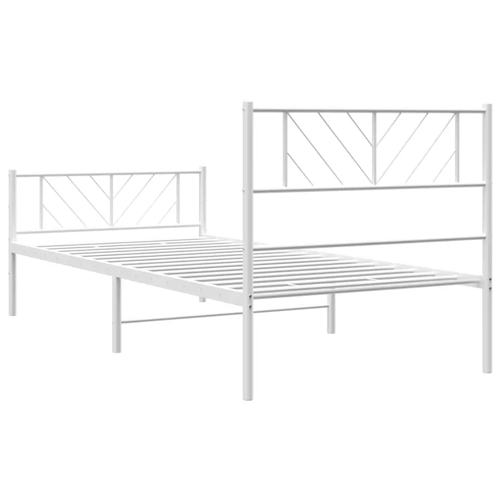 Giroletto con Testiera e Pediera Metallo Bianco 75x190 cm 372236