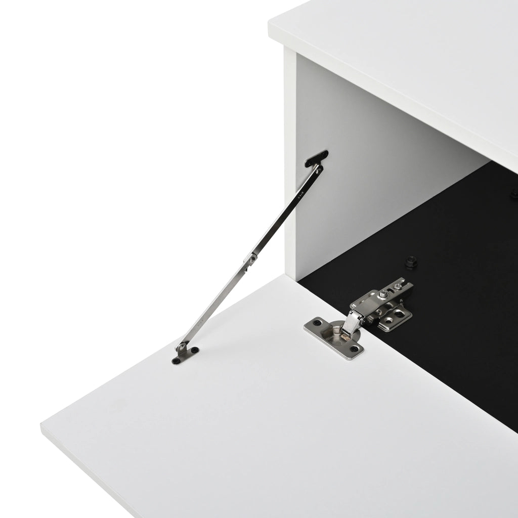 OKWISH Mobile TV con 2 Ante, 1 Vano a Ribalta e Scomparti Aperti, Piedini Regolabili, 180 x 38 x 45 cm