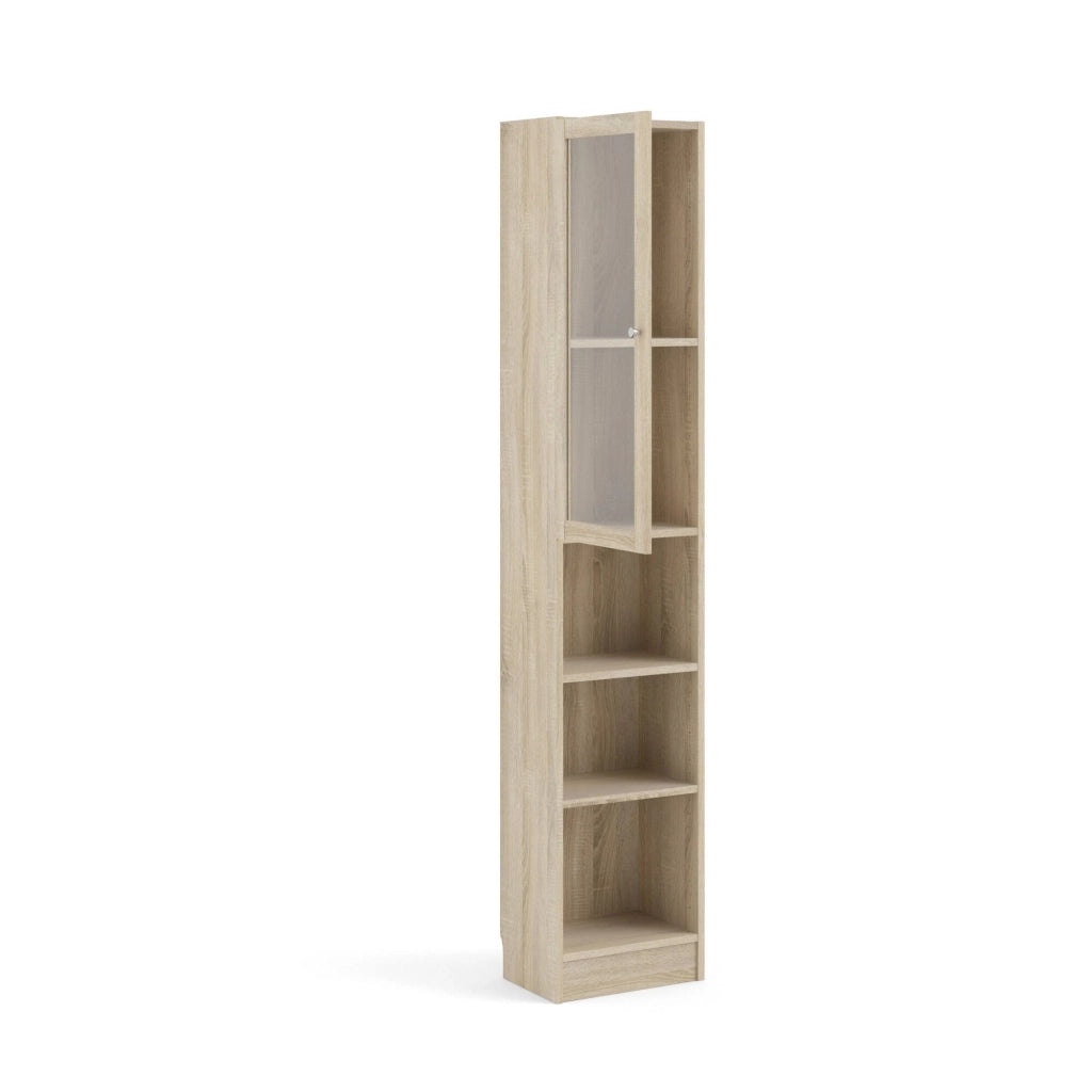 Libreria Greg, Scaffale da ufficio, Mobile portalibri, Biblioteca, 41x28 h203 cm, Quercia