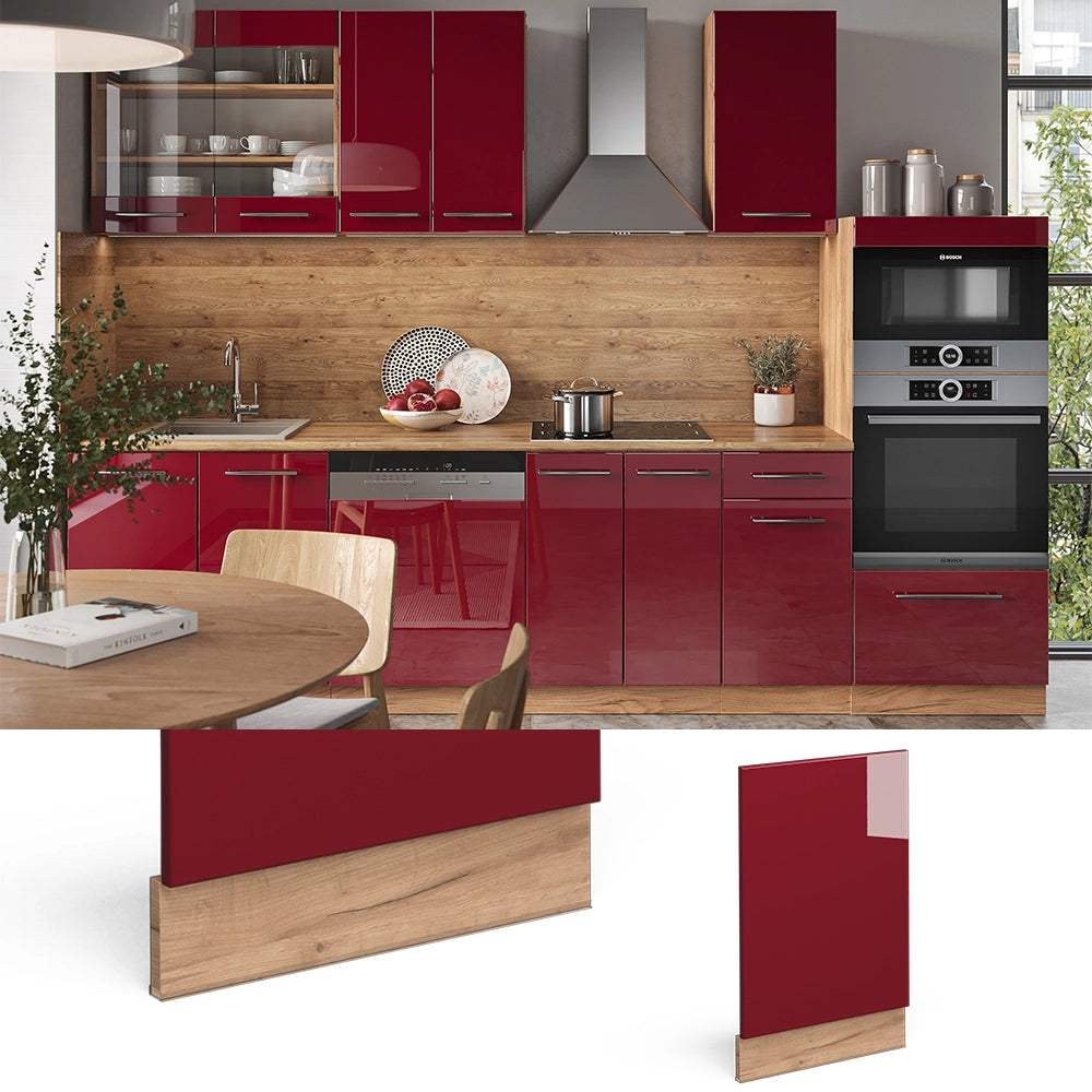 Pannello frontale Fame-Line Bordeaux lucido/Rovere dorato 45 cm, PL Antracite Vicco