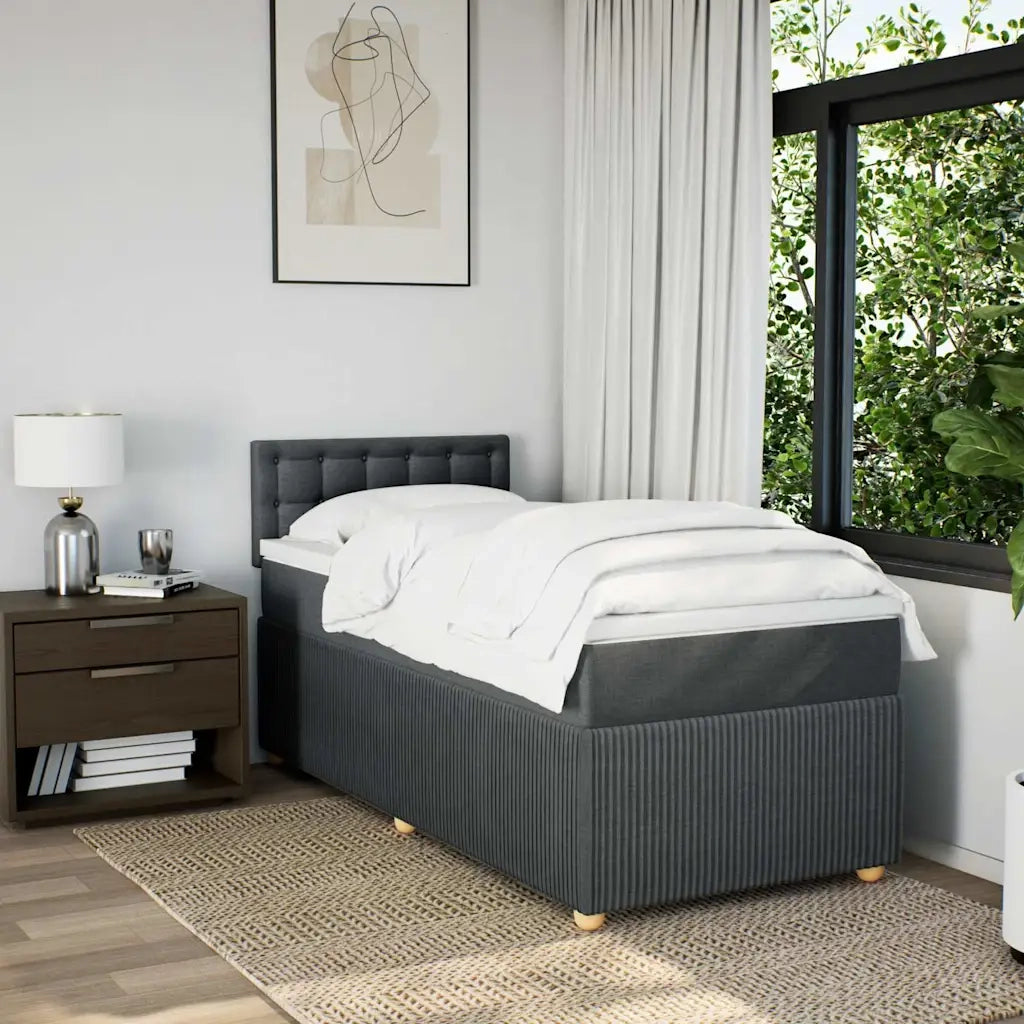 Giroletto a Molle con Materasso Grigio Scuro 100x200 cm Tessuto