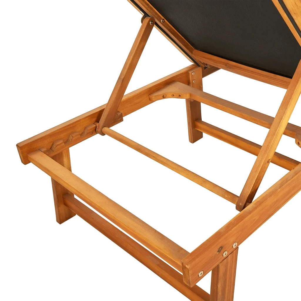 Lettini Prendisole 2 pz Neri Legno Massello Acacia e Textilene 3279247