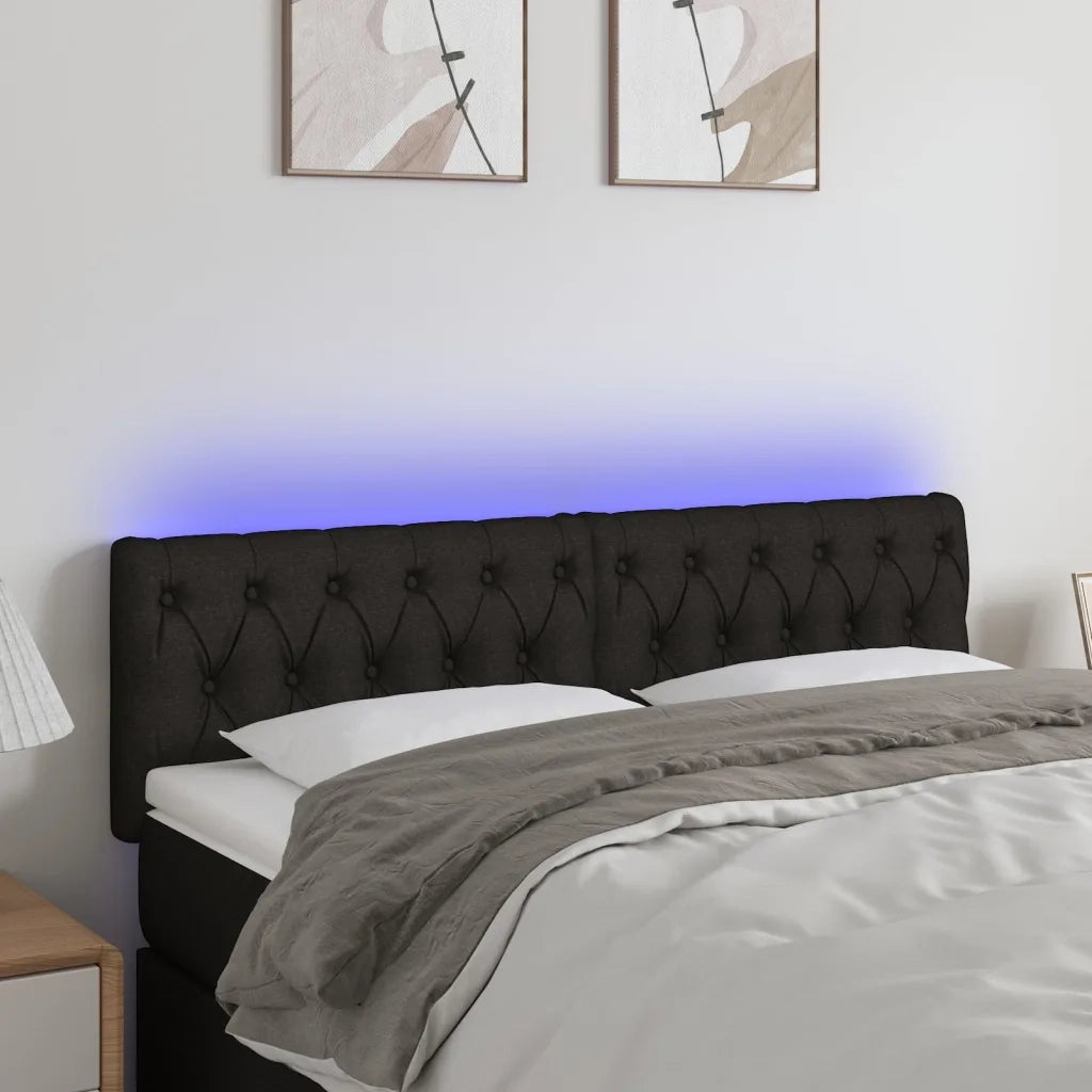 Testiera | Testata a LED Nera 144x7x78/88 cm in Tessuto