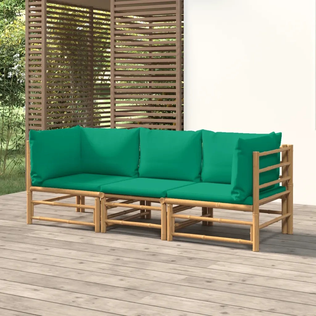 Set Salotto da Giardino 3pz con Cuscini Verdi BambÃ¹