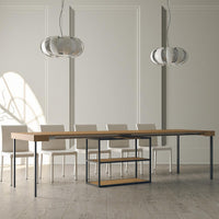 Consolle Allungabile in Legno e Ferro H77x40x90/300cm Plano Quercia Classica