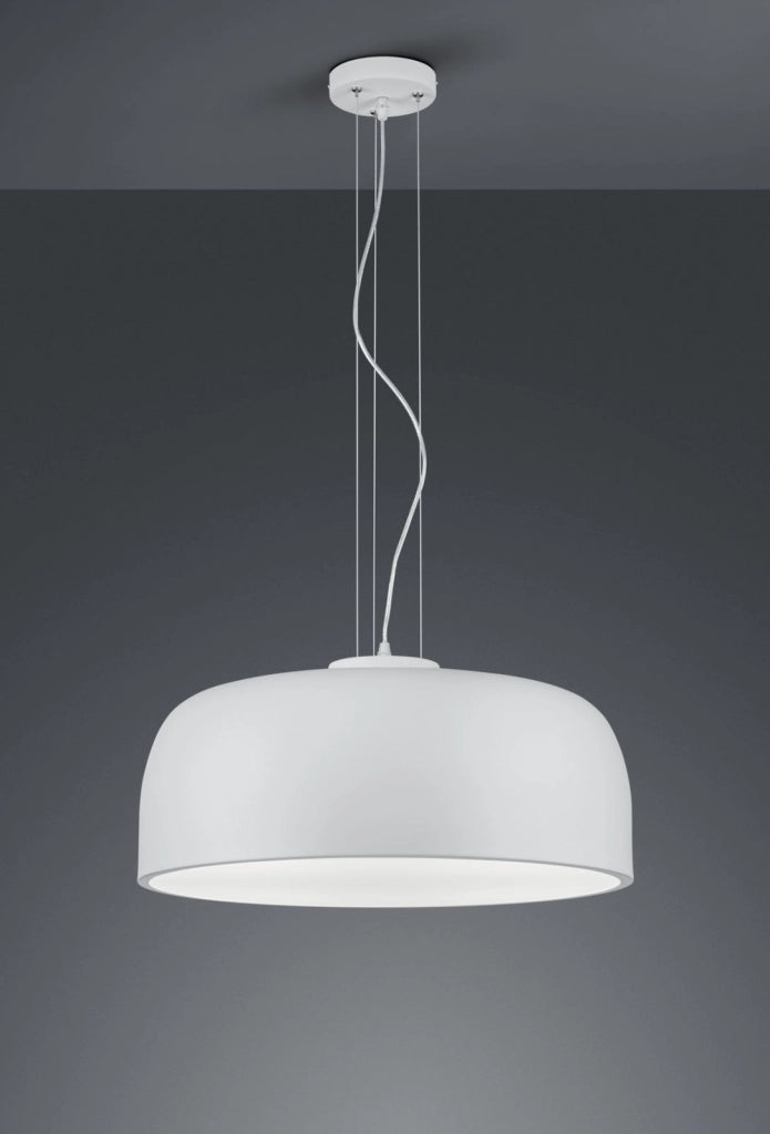 BARON SOSPENSIONE TONDA METALLO BIANCO CON DIFFUSORE SATINATO D.52 CM 4 LUCI ATTACCO E27