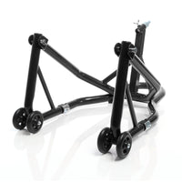 Cavalletto alzamoto anteriore sotto canotto, con rotelle e 5 adattatori sterzo 13-18 mm