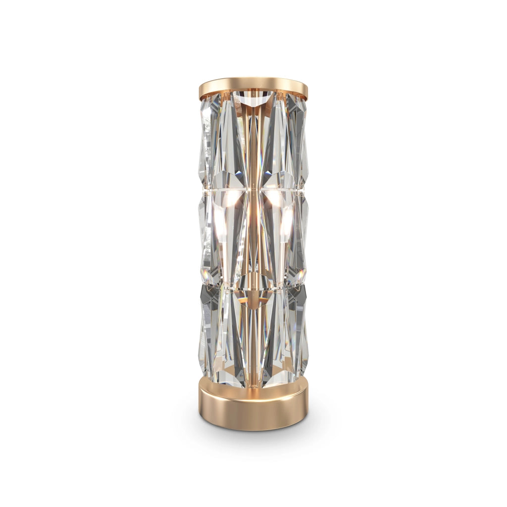 Maytoni Lampada da scrivania contemporanea Puntes 2 luci E14 oro acciaio cristalli