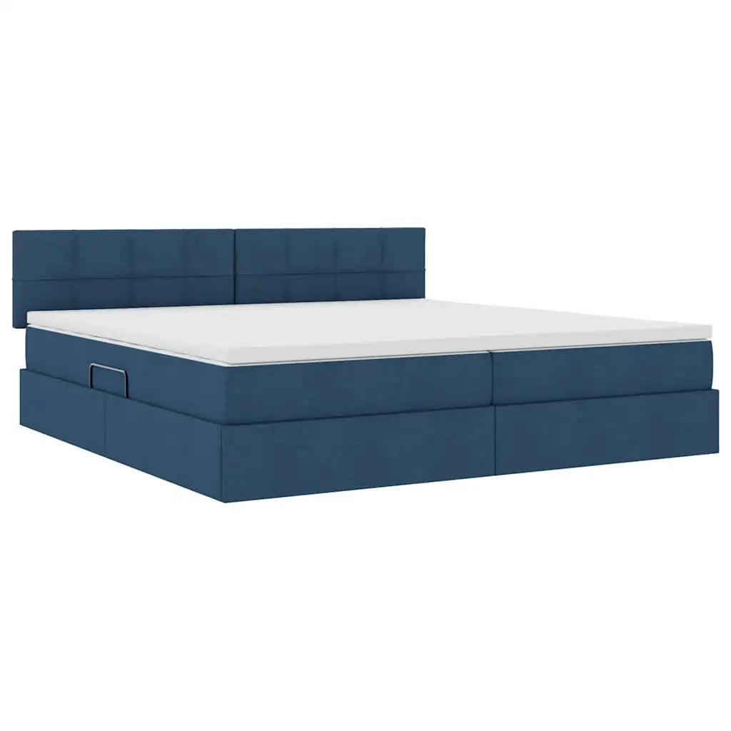 Letto con contenitore LED e materasso Blu 200 x 200 cm Tessuto
