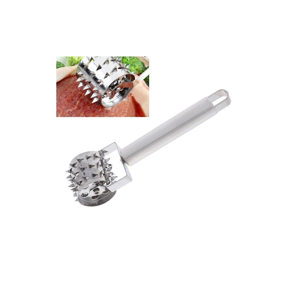 Trade Shop - Batticarne Con Rullo Cucina Batti Fora Carne Con Punte Acciaio Inox Manzo Maiale -