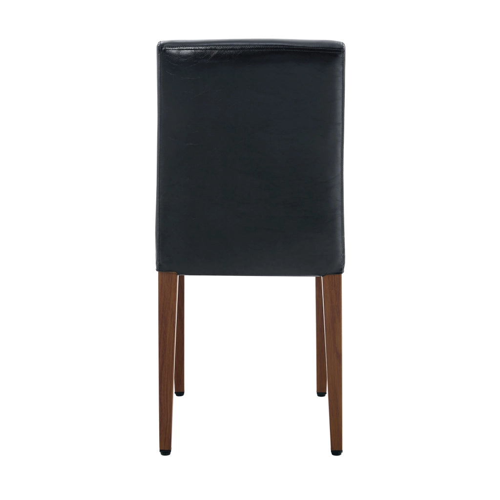 Set 4 Sedie da Pranzo ¨C MINIMAL ¨C Similpelle Nera, Gambe in Metallo Effetto Noce