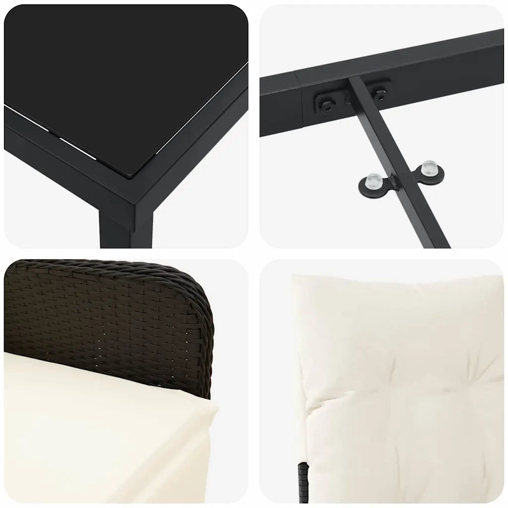 Set da Pranzo per Giardino con cuscino 5 pcs Nero polyrattan 3379662