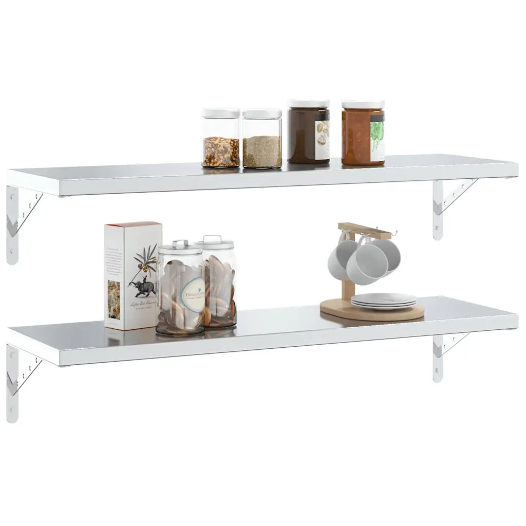 4 pz Staffe per Mensola | Ripiano | Scaffale 30x2,5x15,5 cm in Acciaio Inox Argento
