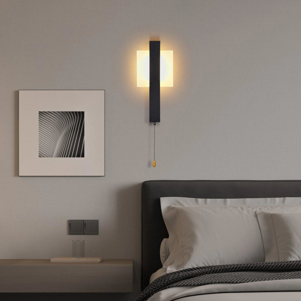 ZMH Applique da parete moderna a LED per interni nera con interruttore a tirante 3000K 6W