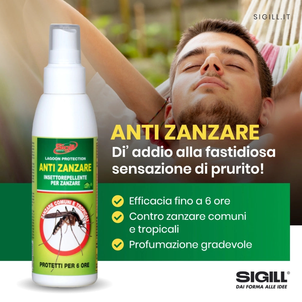 Spray anti zanzare comuni tropicali protezione 6 ore profumazione gradevole