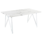 Tavolo da pranzo Piano in MDF effetto marmo bianco 160 x 90 cm Gambe in metallo incrociate a X Tavolo da cucina