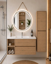 Mobile bagno con lavabo ORIGENBATH ZEUS senza specchio 100x45 cm Sinistra estepa con colonna