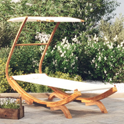 Lettino con Tettuccio 100x190x134 cm in Legno Curvato Crema 313943