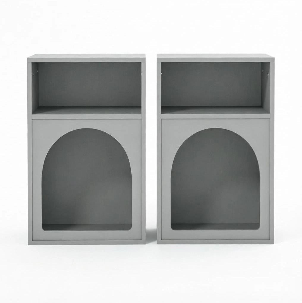 Set di 2 comodini ULEVR 40x30x60 cm con 2 vani aperti, in MDF grigio
