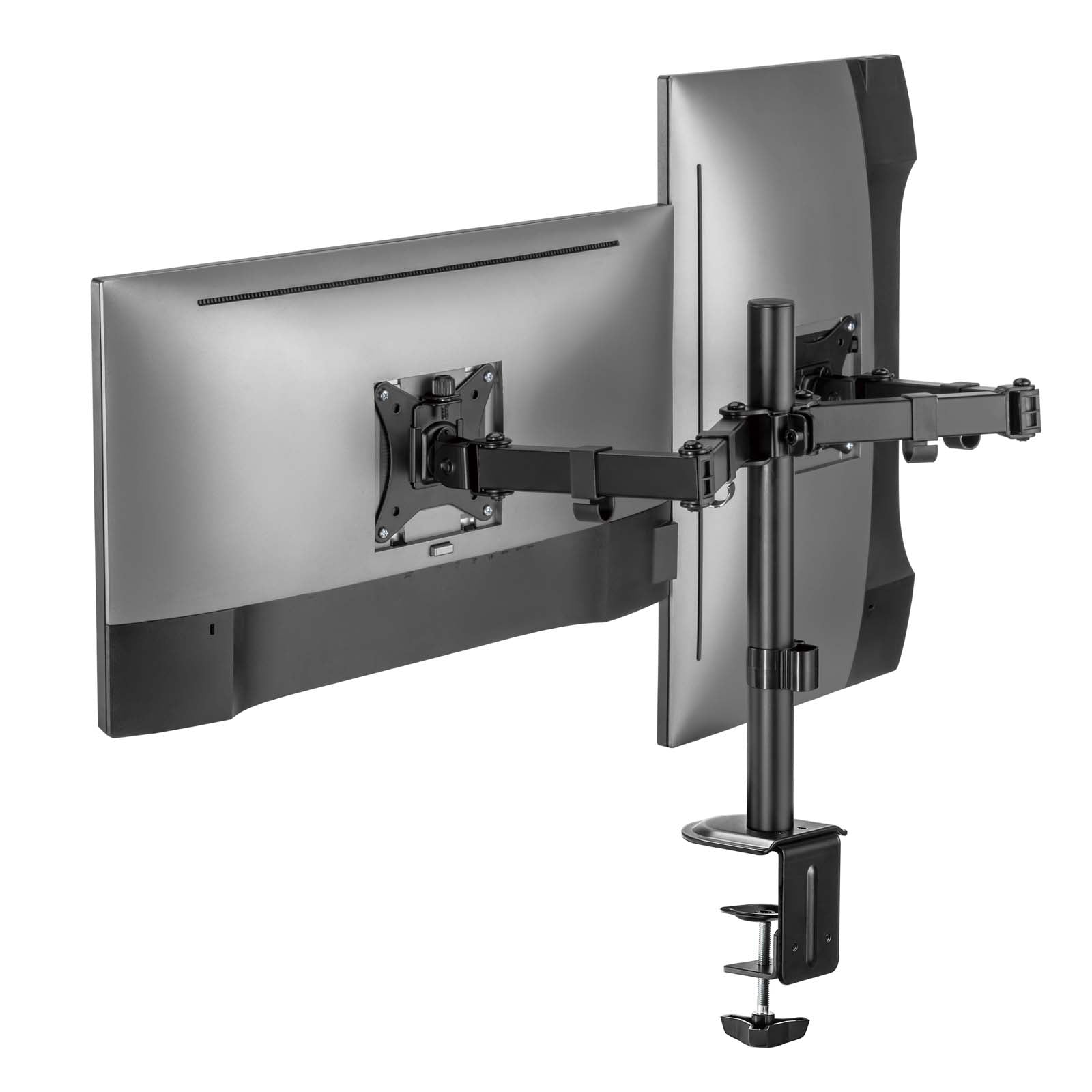 Toboli Postazione doppio monitor, Supporto per 2 schermi max 32", conforme a VESA 75/100