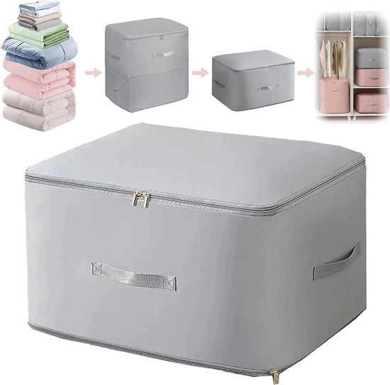 Organizzatore spaziale ultra compatto, auto compresso, cassetti mobili per coperte, abiti e coperte (grigio, L 54 x 42 x 60 cm)