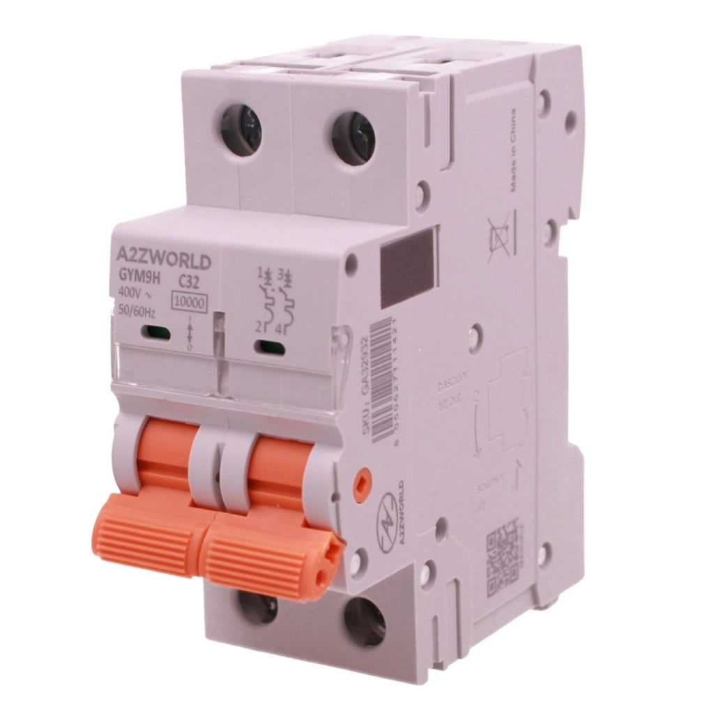 MCB Interruttore Magnetotermico Automatico Curva C 2P 2M 10000A AC 400V IP20 GYM9H, Accoppiabile Con Bobina di Sgancio GA01231 GA01232, Disponibili 25A 32A 40A 63A (C32A)