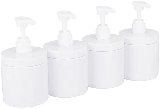 Set di flaconi per dispenser 4 pezzi 500 ml - Riutilizzabili - Materiale PET ecologico - Progettazione ergonomico - Adatto per shampoo/lotion - Alta qualità - Dispenser in plastica