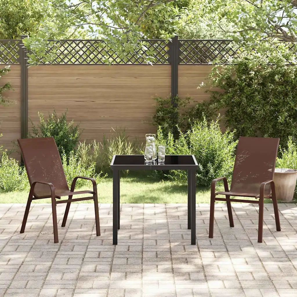Set da Pranzo per Giardino 3 pcs Marrone e Nero
