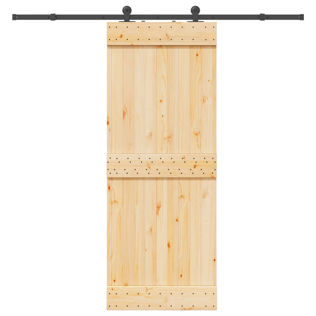 Porta scorrevole NARVIK 80 x 210 cm (213,5 cm) Naturale e Nero 3445270