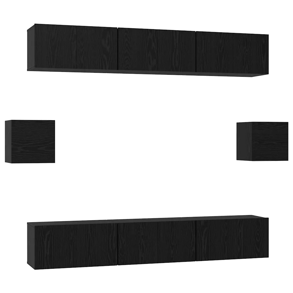 vidaXL Set mobile TV 8 pcs Rovere nero 60 x 30 x 30 cm