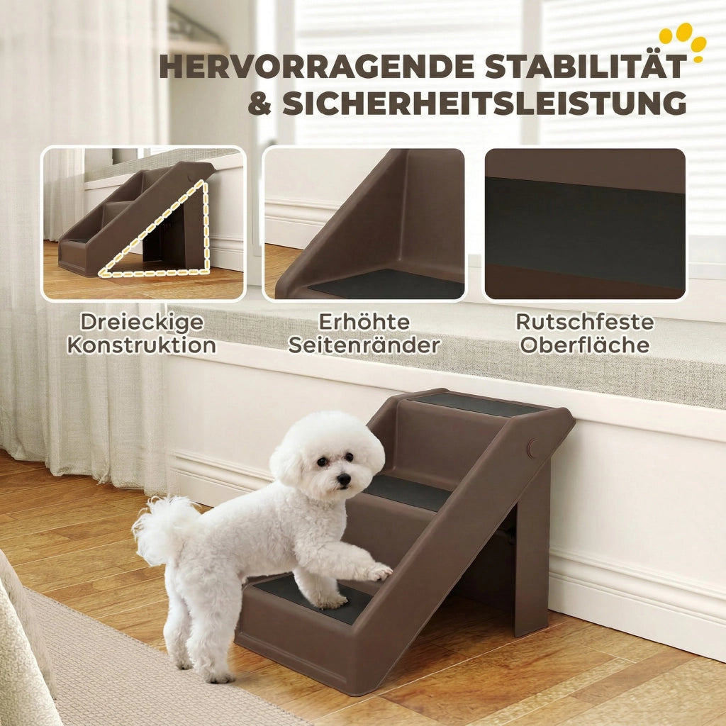 Scala per cani a 3 gradini ¨C Zephmum ¨C Marrone 36.5 cm