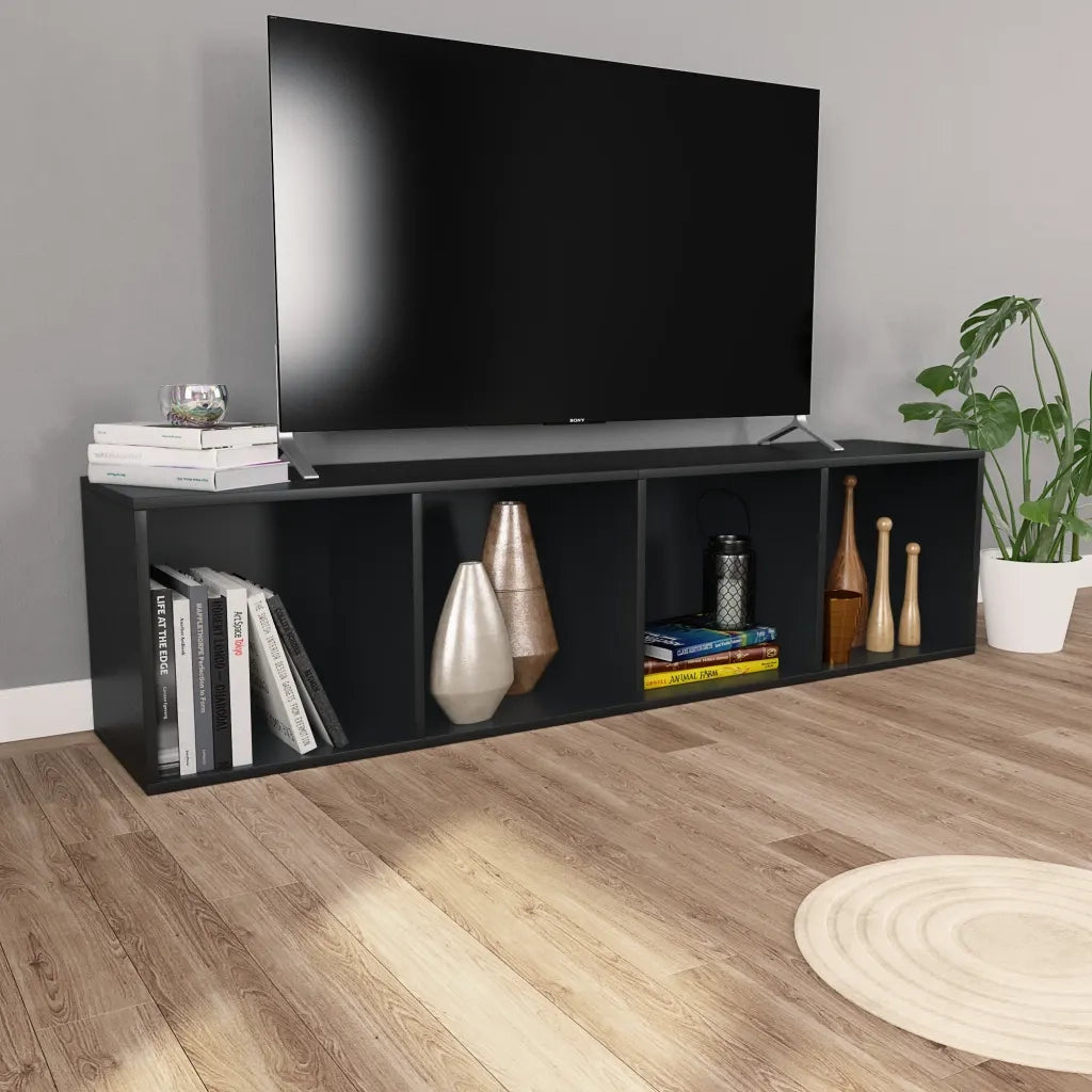 Libreria-Mobile TV Nero 36x30x143 cm in Legno Multistrato