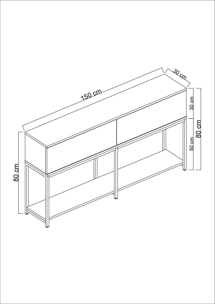 Tavolo consolle in legno "Lord" - 150 x 30 x 80 cm - Nero e oro